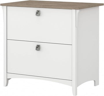 Bush Furniture Salinas 2 Drawer Lateral File Cabinet in Pure White and Shiplap Gray