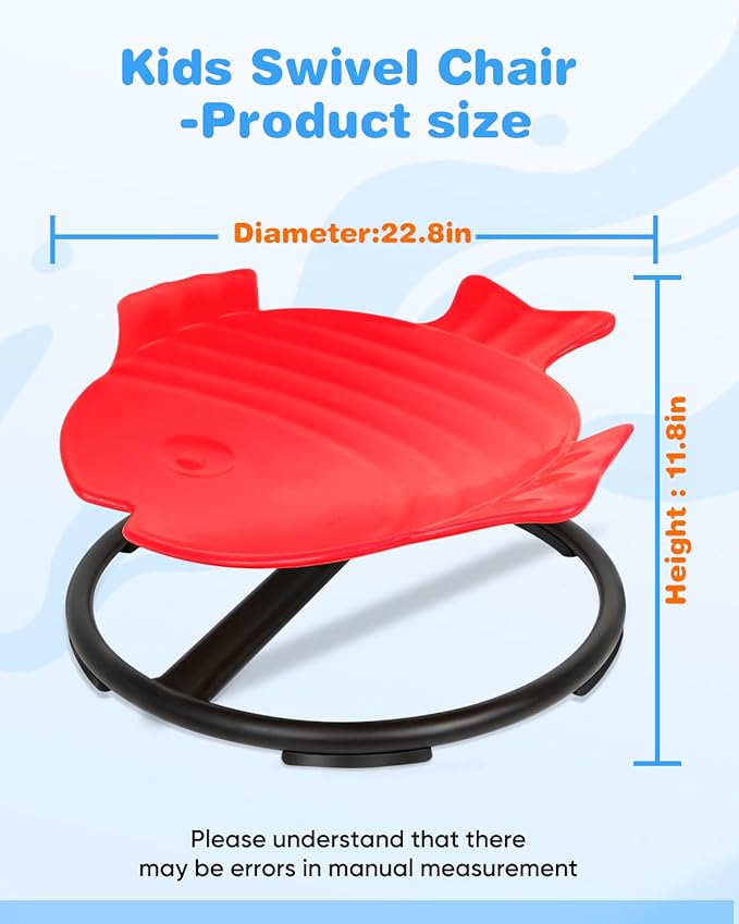 Autism Kids Swivel Chair, Spinning Chair, Sit and Spin Spinning Stool for Child Aged 3+, Red Sensory Toys Wobble Chair Training Child's Body Coordination Ability Relieve Motion Sickness Symptoms