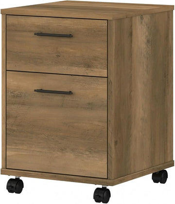 Bush Furniture Key West 2 Drawer Rolling File Cabinet in Reclaimed Pine Mobile Organization for Home Office Small Under Desk Storage on Wheels