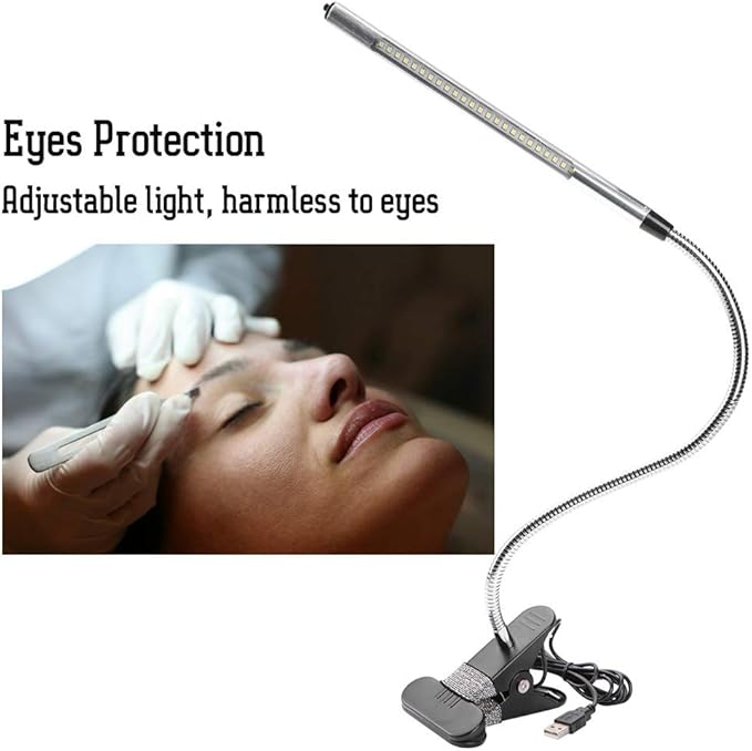 LED Desk Light Clip, LED Book Light, USB Beauty Lamp Dimmable Desk Light Eye Care Flexible Desk Lamp for Reading Jewelry Repair Tattoo Manicure Makeup