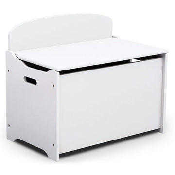 Delta Children MySize Deluxe Toy Box - Greenguard Gold Certified, Bianca White & Canton Toddler Bed, Cherry
