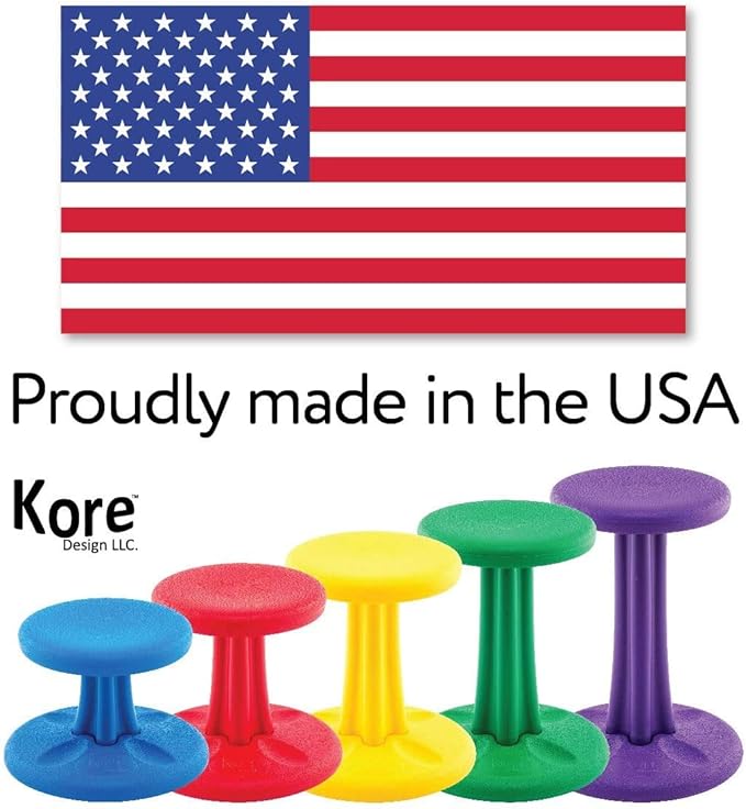 Kore Kids Junior Wobble Chair - Flexible Seating Stool for Classroom, Elementary School, ADD/ADHD - Made in The USA - Junior- Age 8-9, Grade 3-4, Green (16in)