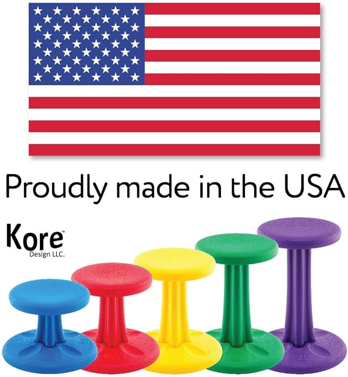 Kore Kids Wobble Chair - Flexible Seating Stool for Classroom & Elementary School, ADD/ADHD - Made in The USA - Age 6-7, Grade 1-2, Purple (14in)