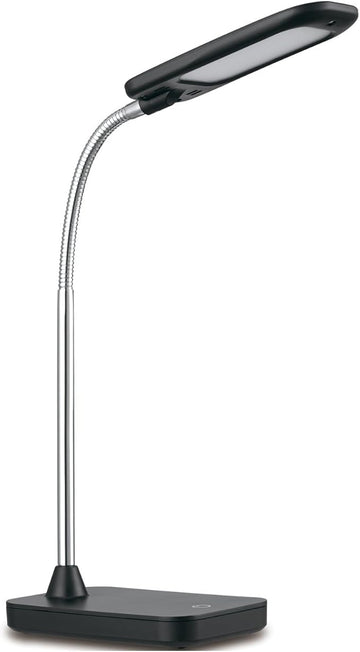 Globe LED Integrated Desk Lamp, Black, Chrome Gooseneck