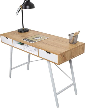 Need Computer Desk with Storage Desk Drawer Dressing Table,Writing Table Modern Desk with 2 Drawers, Makeup Vanity Table GCBG1019-ND, Oak