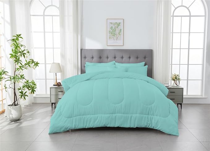 3 Piece Solid Color All Season Bedding Comforter Set Microfiber Soft Lightweight Bedding Set for Kids Teens Adults Room Decor with 1 Comforter and 2 Pillowcases Twin