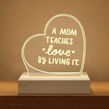 Wood LED Display Base with Acrylic Sheet, Mom Gifts from Daughter Son Led Acrylic Light Base Wood Display LED Stand