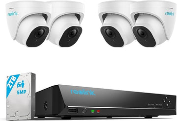 REOLINK Smart 5MP 8CH Home Security Camera System, 4pcs Wired PoE IP Cameras Outdoor with Person/Pet/Vehicle Detection, 4K 8CH NVR with 2TB HDD for 24-7 Recording, RLK8-520D4-5MP