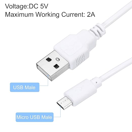 MECCANIXITY USB Cable with 501 ON/Off Switch, USB Male to Micro USB Male Power Cable 100cm for Digital Equipment LED Desk Lamp LED Strip White