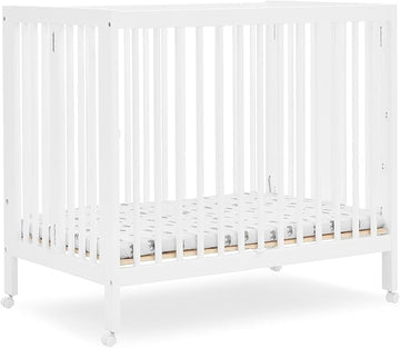 Delta Children Mia Portable Folding Mini Crib with 1.5-Inch Mattress - Greenguard Gold Certified, Bianca White