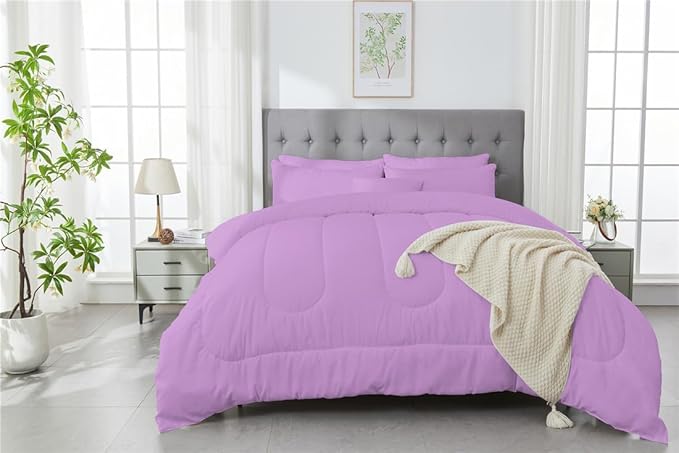 3 Piece Solid Color All Season Bedding Comforter Set Microfiber Soft Lightweight Bedding Set for Kids Teens Adults Room Decor with 1 Comforter and 2 Pillowcases Queen
