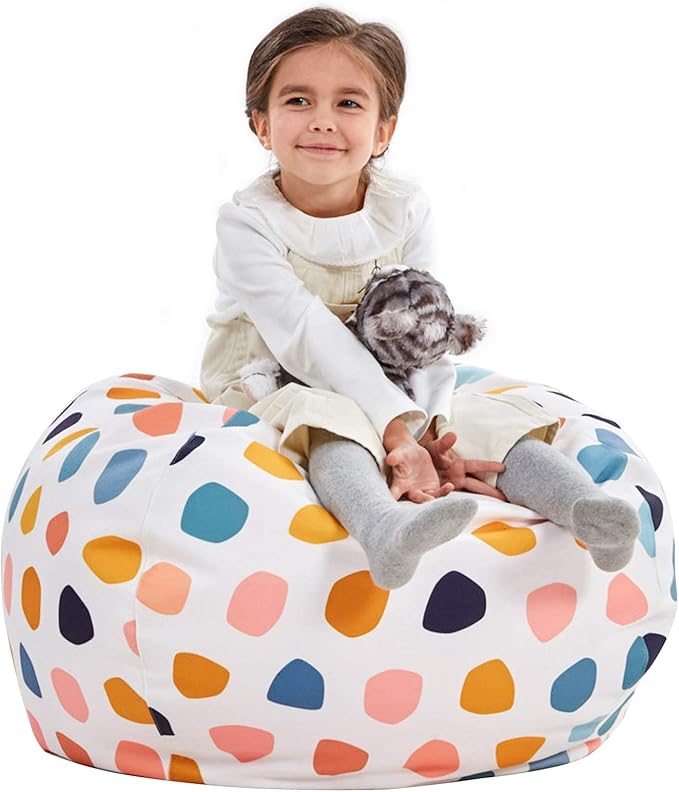 Nobildonna Stuffed Animal Storage Bean Bag Chair Cover Only for Kids Girls Toddler, Large Beanbag Chair Without Filling for Organizing Children Soft Plush Toys