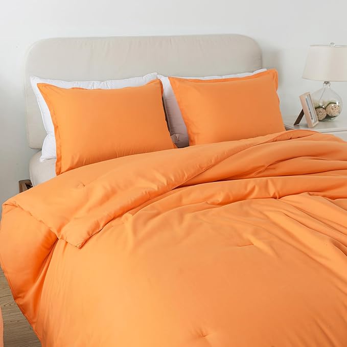 King Burnt Orange Comforter Set, Terracotta Skin-friendly Rust Boho Bedding Set & Collections, Breathable Fluffy Microfiber 3 PCS (104"x90") Comforter Set for All Seasons with Pillowcases