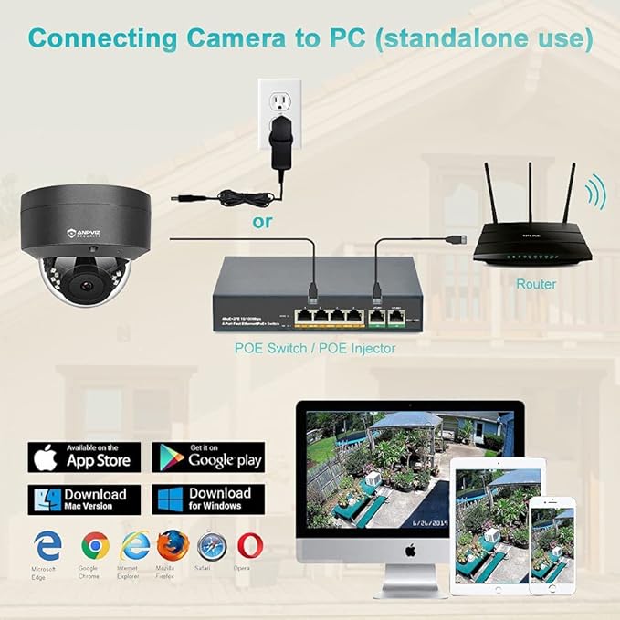 Anpviz 5MP PoE Camera, Outdoor Vandal Dome Security PoE IP Camera with Audio, 98ft Night Vision, H.265, 24/7 Recording Waterproof IP66 Indoor, Wide Angle 2.8mm (Grey), NDAA Compliant (U Series)