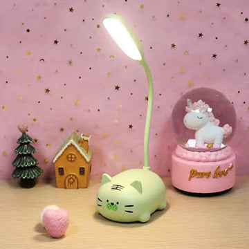 Kids Lamp, Cute LED Desk Lamp for Kids, Mini Animal Night Light, USB Rechargeable Flexible Cartoon Lamp Eye-Care Lighting for Bedroom (Tiger G, Green)