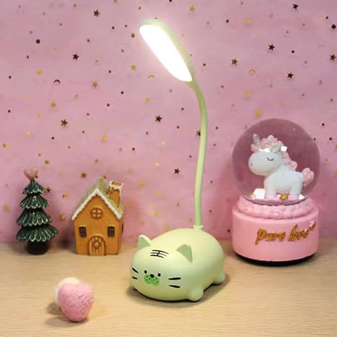 Kids Lamp, Cute LED Desk Lamp for Kids, Mini Animal Night Light, USB Rechargeable Flexible Cartoon Lamp Eye-Care Lighting for Bedroom (Tiger G, Green)