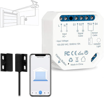 LoraTap Smart WiFi Garage Door Opener Controller, Wireless Remote Control Switch Timer Open/Close Monitor, Smart Life App Control, Voice Control, Works with Alexa and Google Home, No Hub Required
