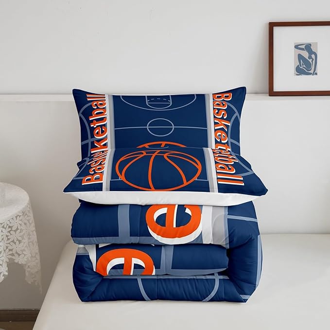 Feelyou Basketball Bedding Set Queen Size Gaming Sports Comforter Set for Kids Boys Girls Decor Ball Games Comforter Basketball Sports Duvet Set Bedroom Quilt Set