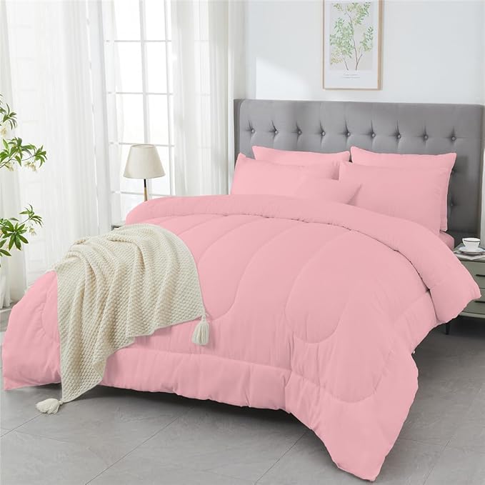 3 Piece Solid Color All Season Bedding Comforter Set Microfiber Soft Lightweight Bedding Set for Kids Teens Adults Room Decor with 1 Comforter and 2 Pillowcases King