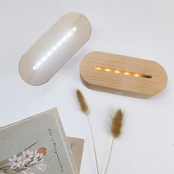 2Pack 6 inch Oval Wood Display Pedestal,Wooden Led Lights Display Base for Acrylic and Plexiglass,Wood Night LED Light Lamp Base