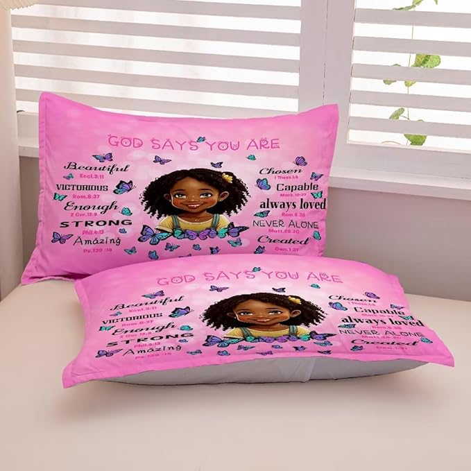 Black Girl Comforter Set Queen for Kids Teens,God Says You are Comforter Set for Black Women,Black Girl Magic Bedding Set,African American Girl Bed Bedroom Set