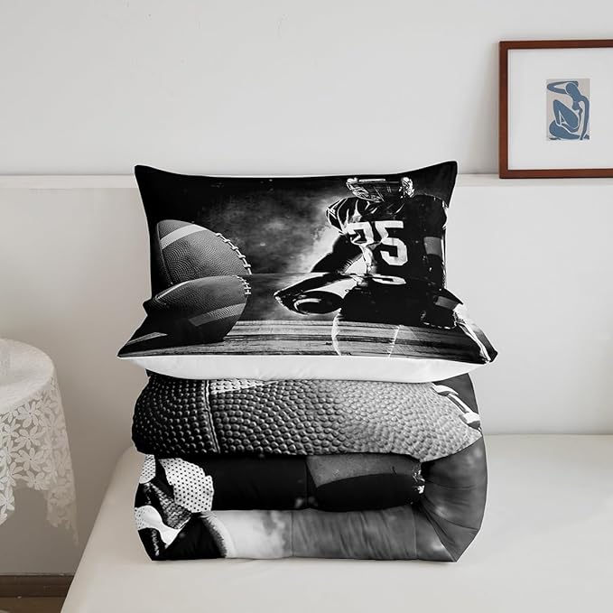 Erosebridal Football Down Comforter for Kids Boys Girls Teens Sports Theme Comforter Set Soccer Pattern Duvet Insert Football Match Bedding Set Youth Bedroom Decor Quilted with 1 Pillowcase,Twin