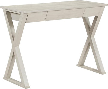 OSP Home Furnishings Marna Modern Writing Home Office Desk with Drawer, Weathered White Finish