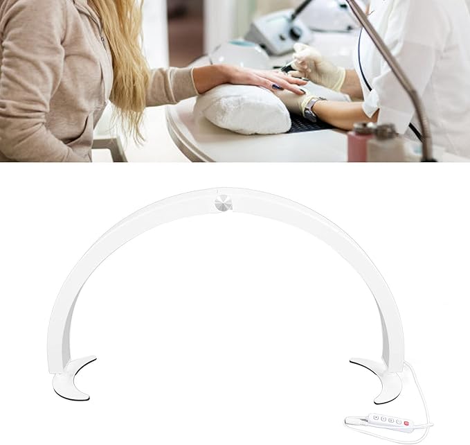 Pomya Half Moon Light for Nails, 28 Inch Foldable LED Half Moon Desk Lamp with 10 Brightness Adjustment, 3200K‑5600K Dimmable Lighting Lamp with Remote for Beauty Lash Extension Tattoo