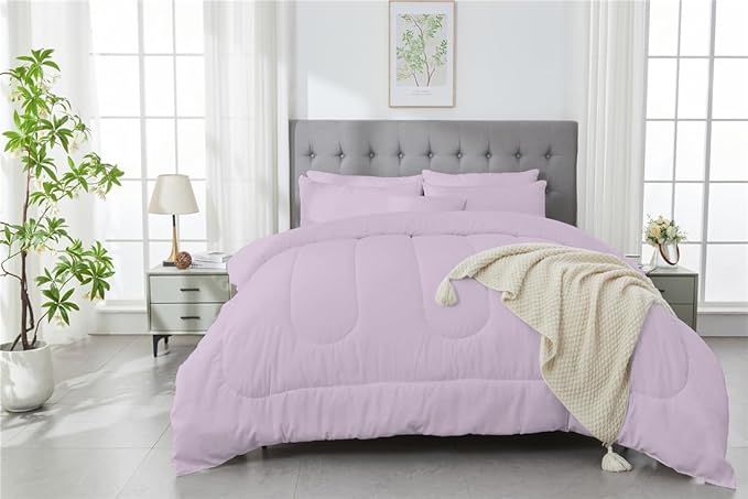 3 Piece Solid Color All Season Bedding Comforter Set Microfiber Soft Lightweight Bedding Set for Kids Teens Adults Room Decor with 1 Comforter and 2 Pillowcases Full