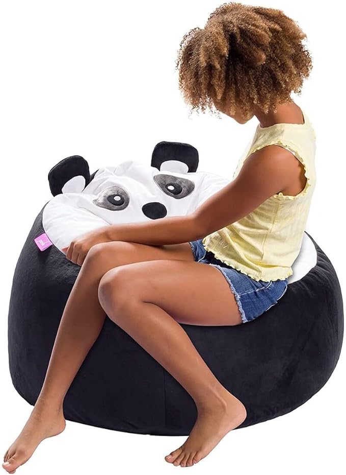Posh Creations Cute Soft and Comfy Bean Bag Chair for Kids, Animal - Panda