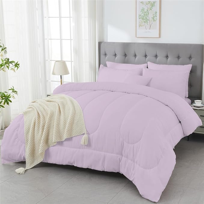 3 Piece Solid Color All Season Bedding Comforter Set Microfiber Soft Lightweight Bedding Set for Kids Teens Adults Room Decor with 1 Comforter and 2 Pillowcases Full