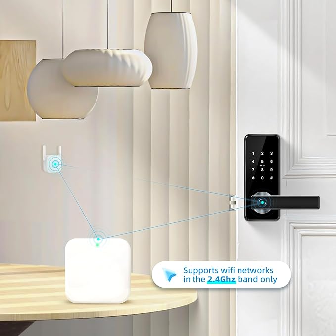Wi-Fi Gateway Remotely Control Smart Fingerprint Door Lock with TT Lock App, Gateway Smart Hub Compatible with Alexa Voice Control,Electronic Lock Assemblies by Nyboer