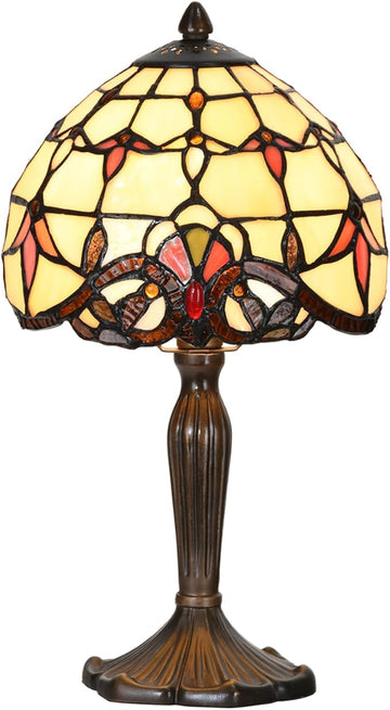 Tiffany Lamp Baroque Design Stained Glass Table Lamp for Living Room Bedroom Bedside Nightstand Home Office (Beige Baroque)