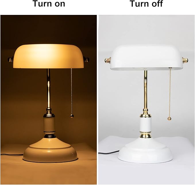 FIRVRE Glass Bankers Lamp Desk Lamp Classic Retro Table lamp Reading Modern for Home Office nightstand Bedside Study Desk Library