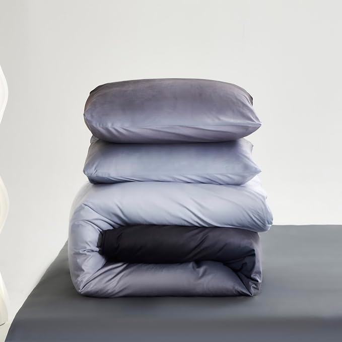Wellboo Grey Gradient Comforter Sets California King Silver Grey Velvet Bedding Comforters Cal King Modern Plain White and Dark Grey Flannel Quilts Gray Comforters Micromink Sherpa Fuzzy Plush Bed
