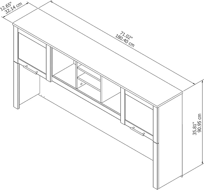 Bush Furniture Somerset 72W Desk Hutch in Hansen Cherry, Attachment with Shelves and Cabinets for Home Office