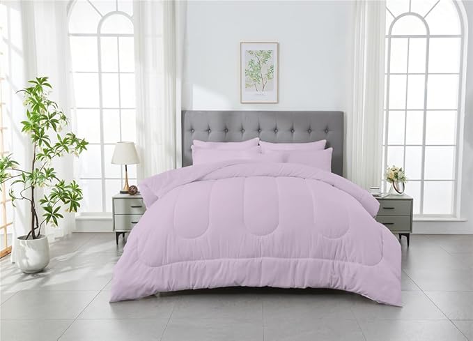 3 Piece Solid Color All Season Bedding Comforter Set Microfiber Soft Lightweight Bedding Set for Kids Teens Adults Room Decor with 1 Comforter and 2 Pillowcases Full