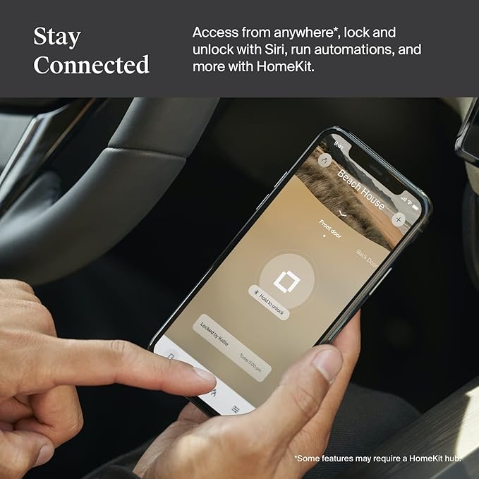 Level Lock Smart Lock - World's Smallest Smart Lock - Level App for iOS & Android - Works with Apple Home (Matte Black)