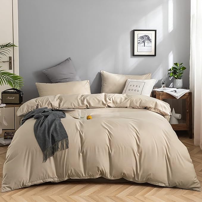 Champagne Comforter Set Cal King Solid Champagne Bedding Set Lightweight Women Soft Champagne Blanket 3 PCs Durable Light Khaki Colored Comforter Set Cal King Breathable Bed Comforter Set