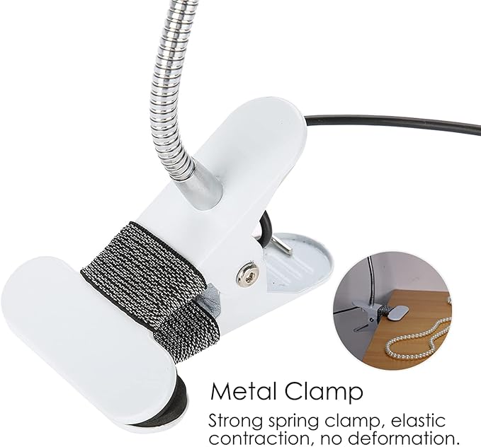 Tattoo Lamp USB LED Ring Lamp, Beauty Table Lamp with Clamp Adjustable Brightness, Clip On Light Desk Lamp Ring Light for Makeup Tattoo Eyebrow Nail Art Reading Study, Portable Beauty Lamp