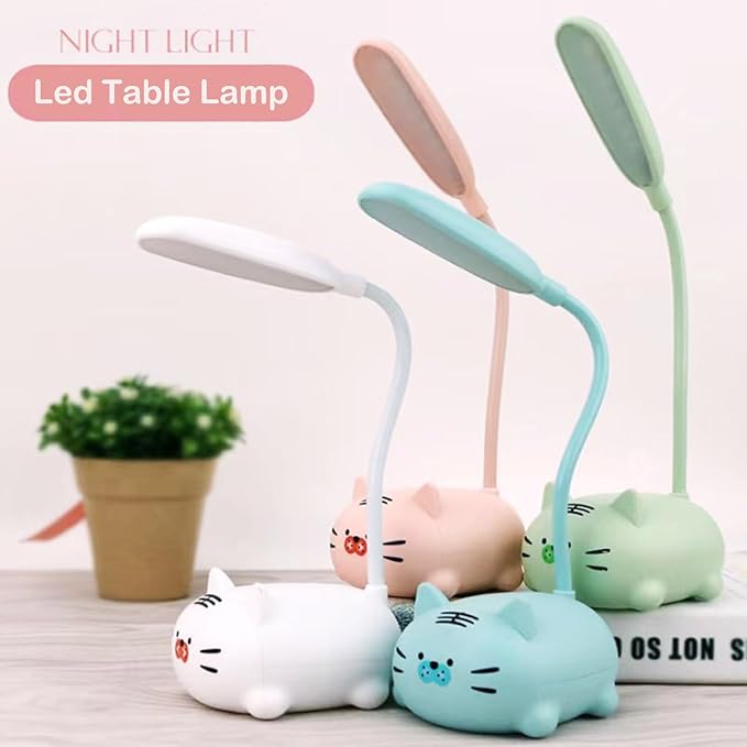 Kids Lamp, Cute LED Desk Lamp for Kids, Mini Animal Night Light, USB Rechargeable Flexible Cartoon Lamp Eye-Care Lighting for Bedroom (Tiger G, Green)