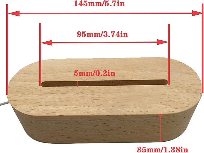 2Pack 6 inch Oval Wood Display Pedestal,Wooden Led Lights Display Base for Acrylic and Plexiglass,Wood Night LED Light Lamp Base