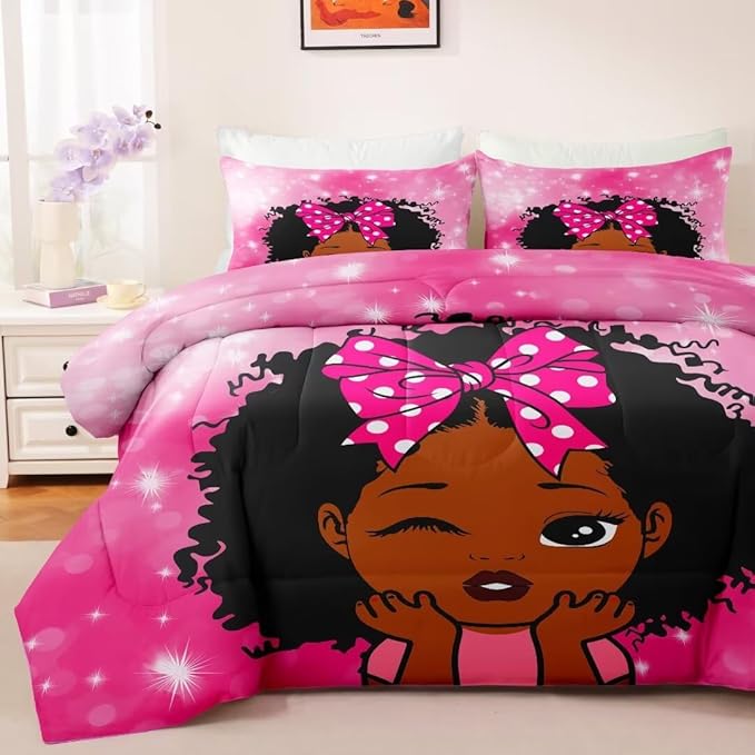 Black Girl Comforter Set Queen for Kids Teens,Black Girl Magic Bedding Set,African American Girl Inspirational Quotes Comforter Set,Black Princess Bed Bedroom Set