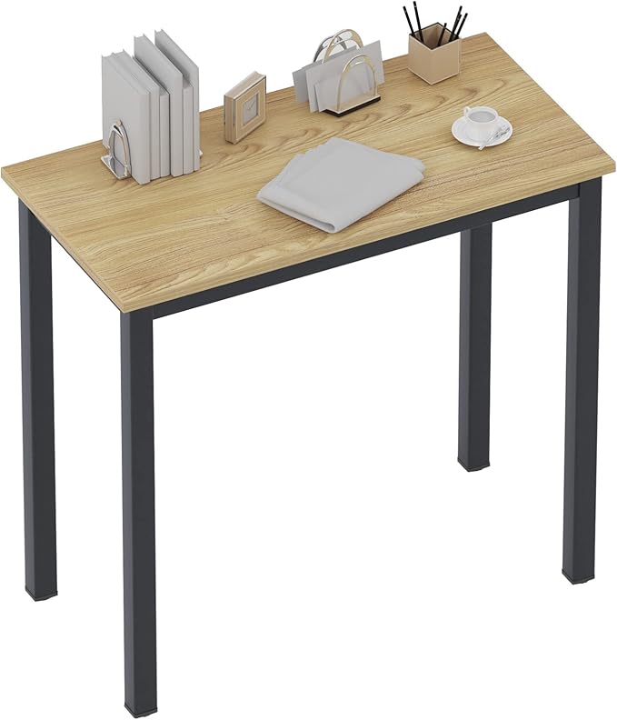 sogesfurniture Computer Office Desk Computer Table with BIFMA Certification Sturdy Office Desk Writing Desk,Teak&Black,BHUS-AC3BB-8040