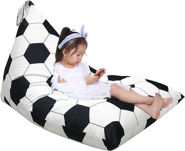 Jorbest Stuffed Animal Storage, Soccer Stuffed Animal Bean Bag Storage, Soccer Bean Bag Chair Cover for Kids, Luxury Velvet Stuffie Seat - Cover ONLY (200L/52 Gal)