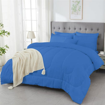 3 Piece Solid Color All Season Bedding Comforter Set Microfiber Soft Lightweight Bedding Set for Kids Teens Adults Room Decor with 1 Comforter and 2 Pillowcases Full