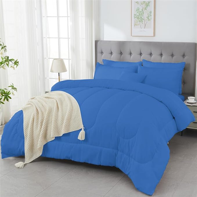 3 Piece Solid Color All Season Bedding Comforter Set Microfiber Soft Lightweight Bedding Set for Kids Teens Adults Room Decor with 1 Comforter and 2 Pillowcases Twin