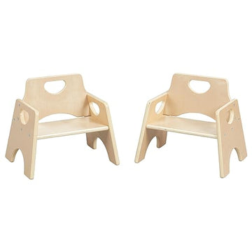 ECR4Kids Stackable Wooden Toddler Chair, 6in, Kids Furniture, Natural, 2-Pack