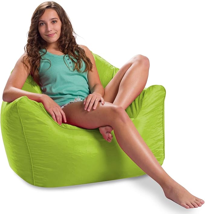 Posh Creations Structured Comfy Seat for Playrooms and Bedrooms, Large Bean Bag Chair, Malibu Lounge, Lime