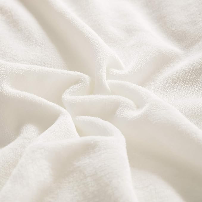 Wellboo White Fluffy Comforter Sets California King Women Men Solid White Velvet Bedding Comforters Cal King Plain White Flannel Plush Winter Blankets All White Flurry Aesthetic Quilt White Shaggy Bed
